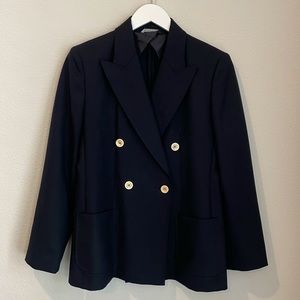 Max Mara navy double breasted wool blazer